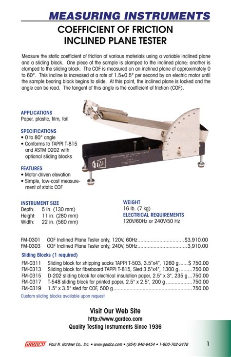 Inclined Plane Coefficient of Friction Tester solution|static friction vs inclined plane.